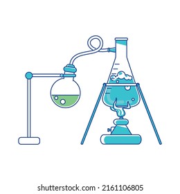 Laboratory equipment semi flat color vector element. Full sized object on white. Lab glassware. Chemical reaction simple cartoon style illustration for web graphic design and animation