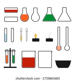Equipo de laboratorio, diseño plano.