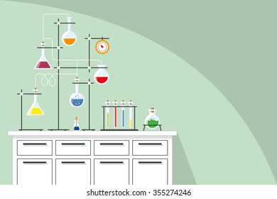 Laboratory equipment with test tubes, background