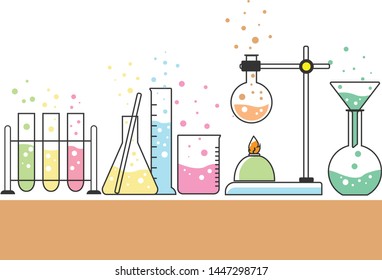 laboratory equipment vector illustration.icon set of chemical instruments in colorful theme