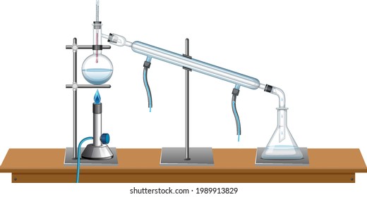 Laboratory equipments on white background illustration