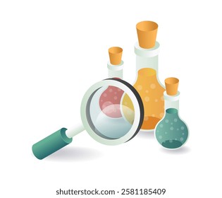 Laboratory experiment bottle concept illustration