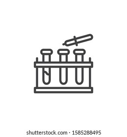 Laboratory Experiment line icon. Test tubes pipette linear style sign for mobile concept and web design. Scientific research outline vector icon. Chemistry symbol, logo illustration. Vector graphics