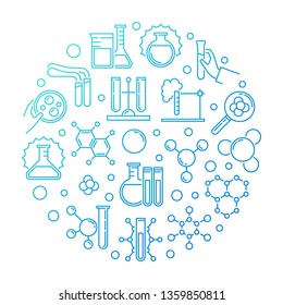 Laboratory Experiments vector blue concept round outline illustration on white background