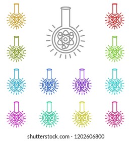 laboratory flask with atom icon in multi color. Simple outline vector of education set for UI and UX, website or mobile application