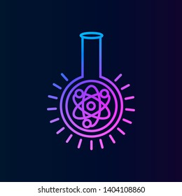 laboratory flask with atom nolan icon. Simple thin line, outline vector of Education icons for UI and UX, website or mobile application on dark blue gradient background
