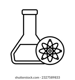 matraz de laboratorio con símbolo de átomo vector
