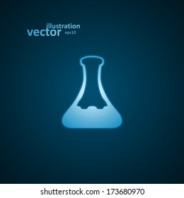 Laboratory flask, blue background, abstract vector illustration eps10