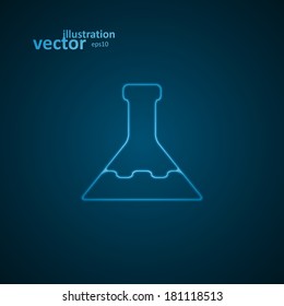 Laboratory flask, blue background, abstract vector illustration eps10
