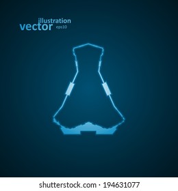 Laboratory flask, blue background, abstract vector illustration eps10