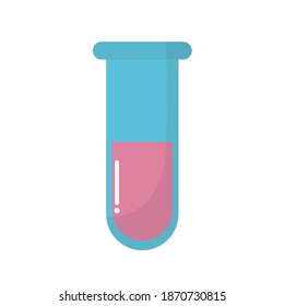 laboratory flask of a blue color and one liquid pink vector illustration design