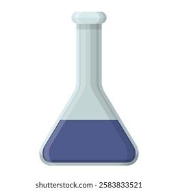 Laboratory Flask with Blue Liquid for Chemistry Experiments