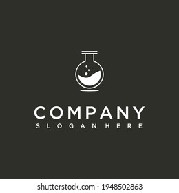 laboratory flask bottle silhouette logo design