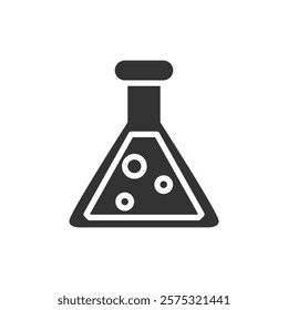 Laboratory flask with bubbles glyph icon. Vector illustration