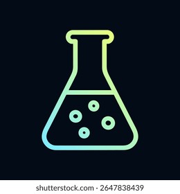 Frasco de laboratorio burbujas con gradiente de neón. Ilustración de símbolo de icono