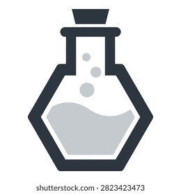 Laboratory flask with bubbles, science equipment, chemistry lab glassware, experimental setup