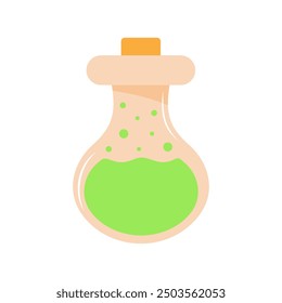 Laboratory flask. Chemistry flask icon. Science technology. Lab test equipment. Flat cartoon style.