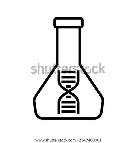 laboratory flask with DNA symbol, biotechnology and genetic research icon vector