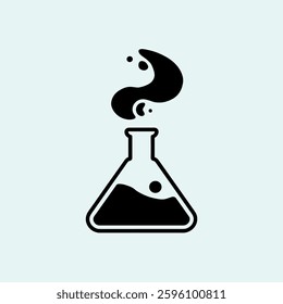 A laboratory flask emitting thick smoke or vapor, representing an ongoing chemical reaction, scientific experiment, or volatile reaction in a controlled setting