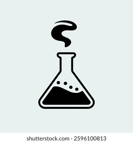 A laboratory flask emitting thick smoke or vapor, representing an ongoing chemical reaction, scientific experiment, or volatile reaction in a controlled setting