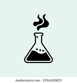 A laboratory flask emitting thick smoke or vapor, representing an ongoing chemical reaction, scientific experiment, or volatile reaction in a controlled setting