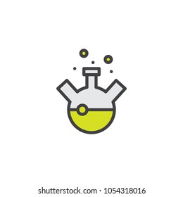 Laboratory flask filled outline icon, line vector sign, linear colorful pictogram isolated on white. Chemical test tube with liquid symbol, logo illustration. Pixel perfect vector graphics