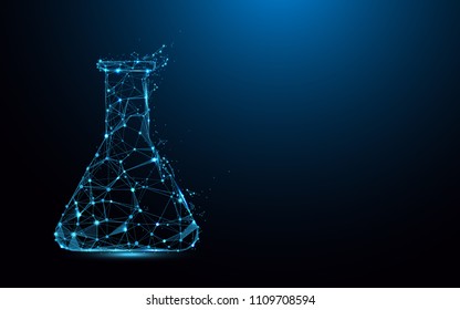 Laboratory flask form lines, triangles and particle style design. Illustration vector