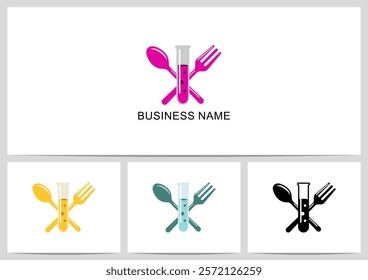 Laboratory Flask Glass Spoon Fork Cross Logo Design