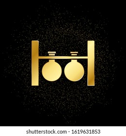 laboratory, flask gold icon. Vector illustration of golden particle background.
