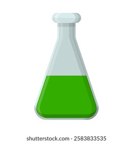 Laboratory Flask with Green Liquid for Science and Research Experiments