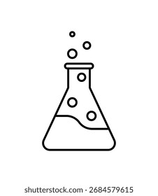Laboratory flask icon with bubbles symbolizing chemistry, experiment, and science research, suitable for education, medical studies, biotechnology, and laboratory analysis projects