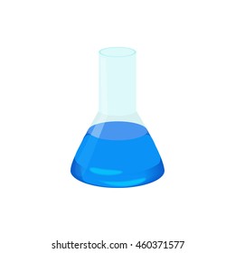 Laboratory flask icon in cartoon style isolated on white background. Experiment symbol