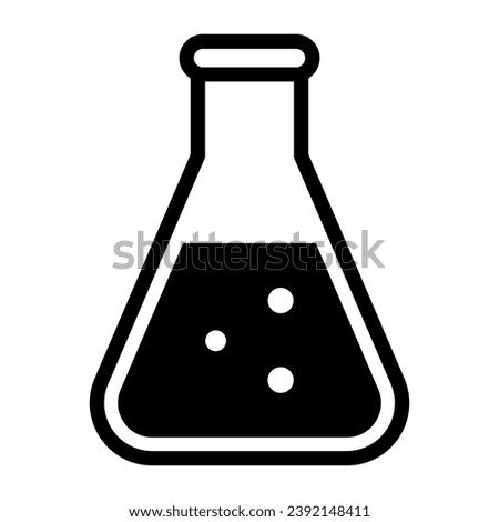 Laboratory flask icon, chemical test glass symbol isolated on white background. Vector flat illustration of medical laboratorial glass ware.