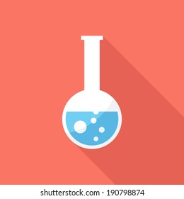 Laboratory flask icon. Flat design style modern vector illustration. Isolated on stylish color background. Flat long shadow icon. Elements in flat design.