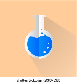 Laboratory flask icon , Flat design style, vector illustration. long shadow icon.