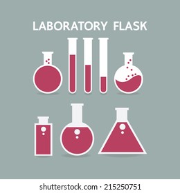 Laboratory flask icon , Flat design style, vector illustration