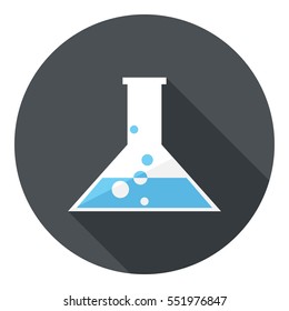 Laboratory flask icon . Flat design style modern vector illustration. Isolated on stylish color background. Flat long shadow icon. Elements in flat design.