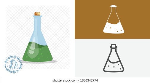 laboratory flask icon. isolated vector element. test tube isolated flat icon. solid and line medicine design element