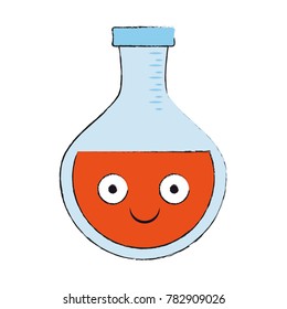 Laboratory flask isolated cartoon smiling