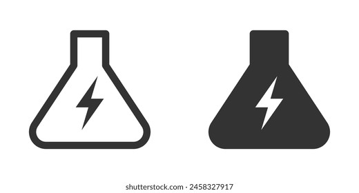 Laboratory flask with lightning icon inside. Vector illustration.