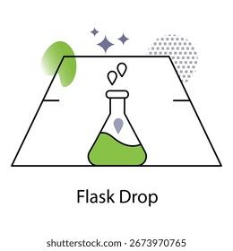 Laboratory Flask with Liquid Drop Vector Illustration Icon Design Concept