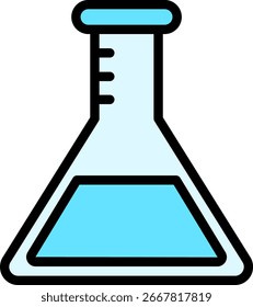 Frasco de laboratório com líquido para experiências científicas