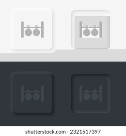Laboratory, flask, neomorphism style, vector icon with button