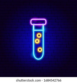 Laboratory Flask Neon Sign. Vector Illustration of Science Promotion.