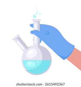 Laboratory flask on isolated background. Vector illustration in a flat style
