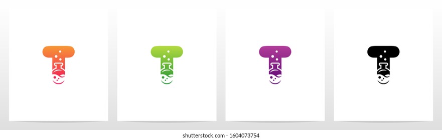 Laboratory Flask On Letter Logo Design T