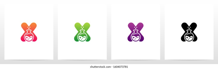 Laboratory Flask On Letter Logo Design X