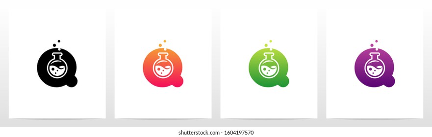 Laboratory Flask On Letter Logo Design Q