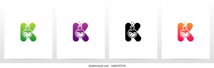 Laboratory Flask On Letter Logo Design K