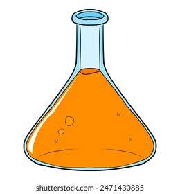 laboratory flask with orange liquid illustration isolated vector